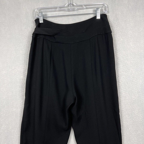 Diane Von Furstenberg Cropped Pants Size 6 Black Crepe Pleated Side Tie Pocket - Picture 14 of 16
